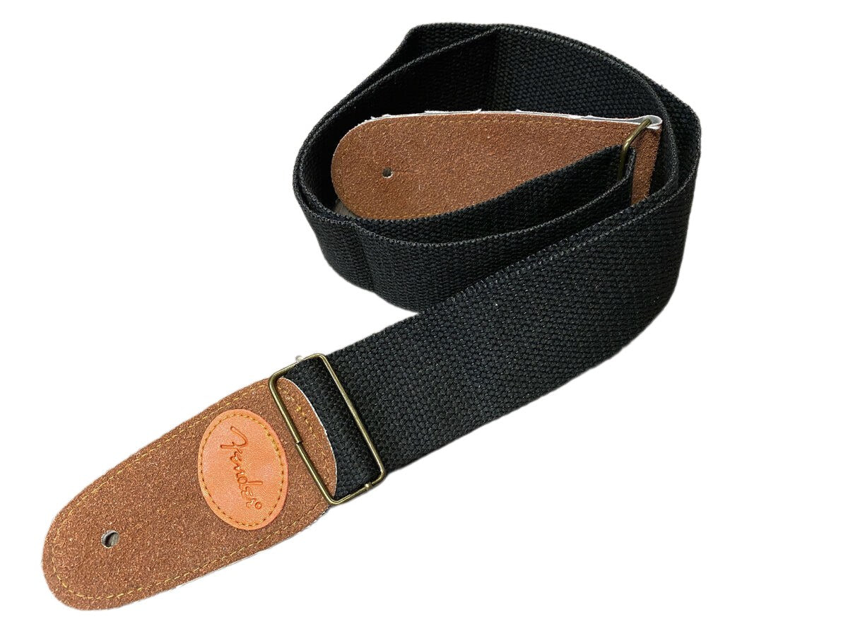 Fender 2" Black Cloth Guitar Strap with Leather Ends