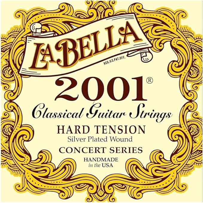 La Bella 2001 Hard Tension Silver Plated Wound Concert Classical Guitar String