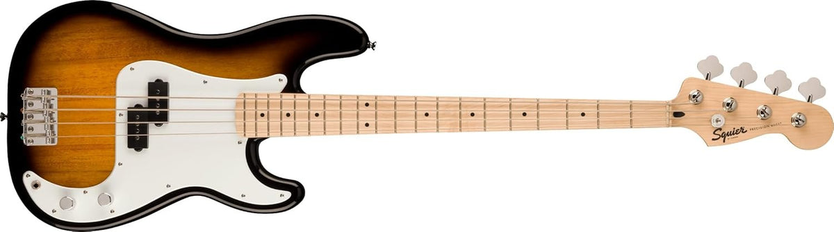 Squier Sonic Precision Electric Bass Guitar, Maple Fingerboard, White Pickguard, 2-Colour Sunburst