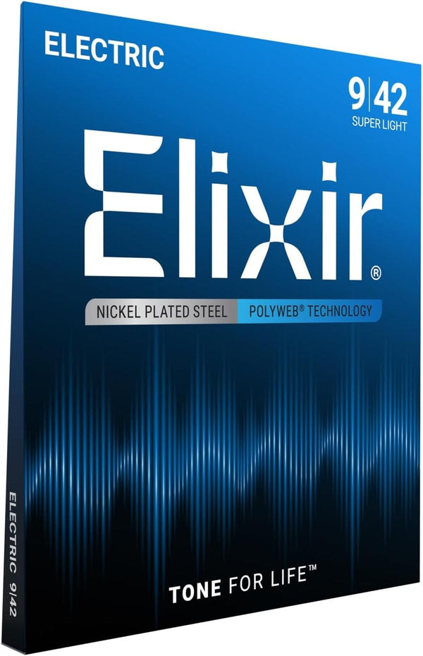 Elixir 12000® Strings Electric Guitar Strings w POLYWEB Coating, Super Light (.009-.042)