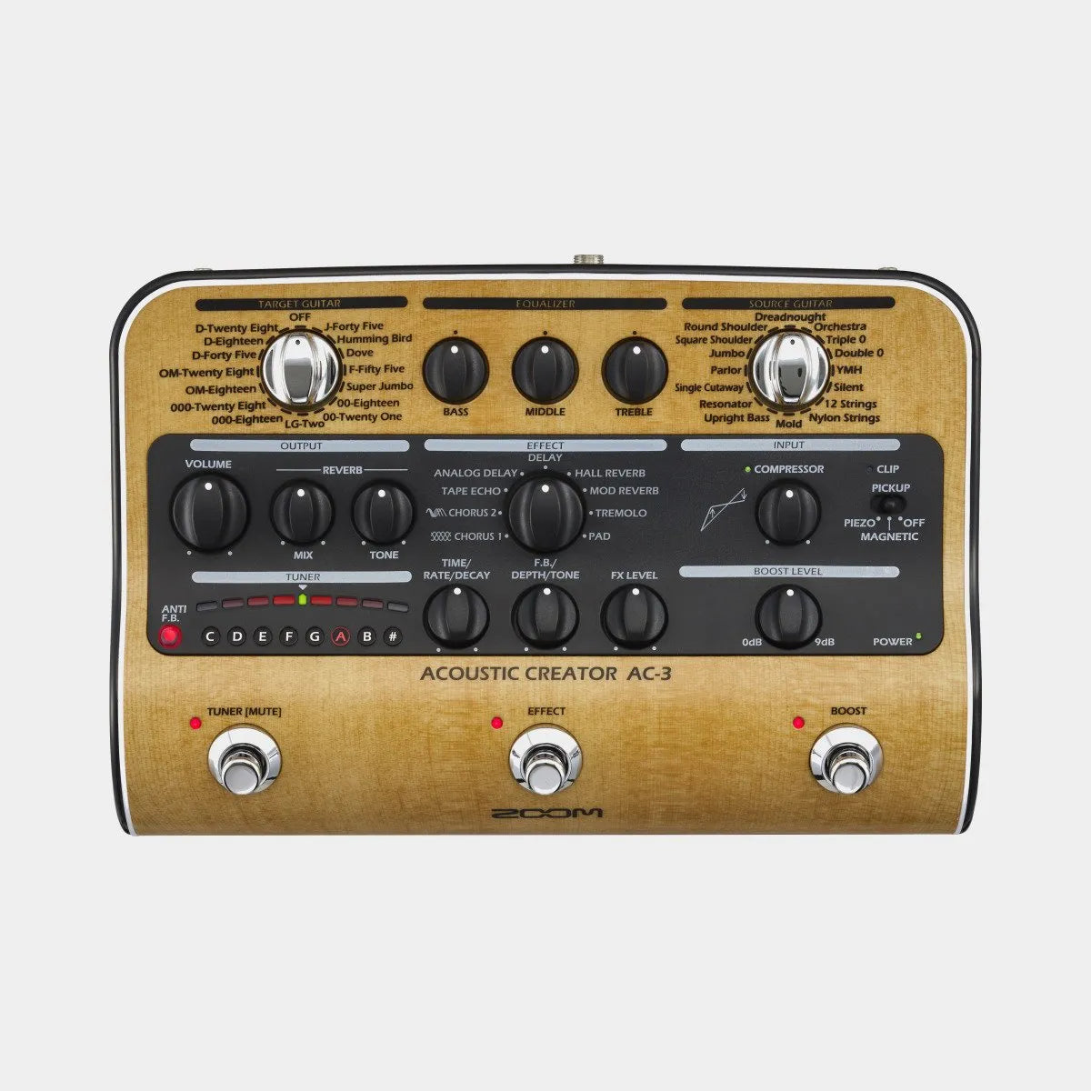 Zoom AC-3 Acoustic Creator DI Pedal with Effects, Modeling & Compressor