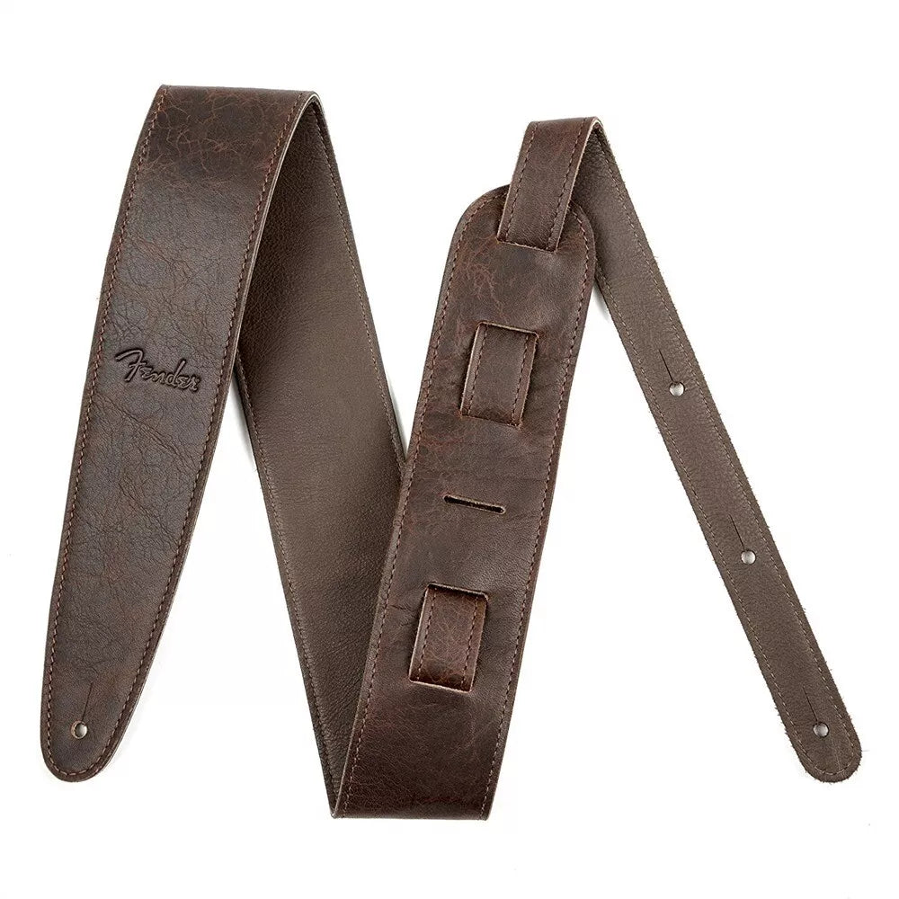 Fender 2.5" Aritsan Leather Guitar Strap, BROWN