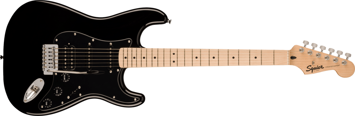 fender Squire Squier Sonic Stratocaster HSS Maple Fingerboard Black Pickguard Black