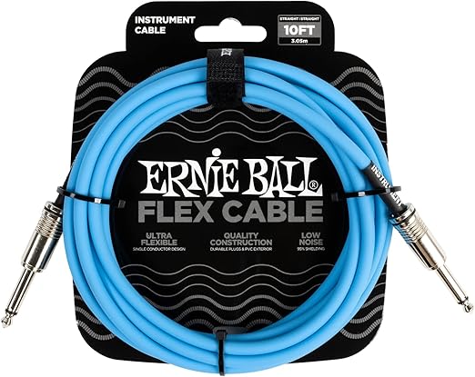 Ernie Ball Instrument Cable, 1/4" Mono, Blue, 10ft (P06412)