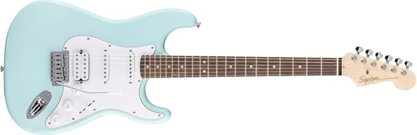 Squier by Fender Debut Collection HSS Stratocaster Electric Guitar, Laurel Fingerboard, White Pickguard, Daphne Blue