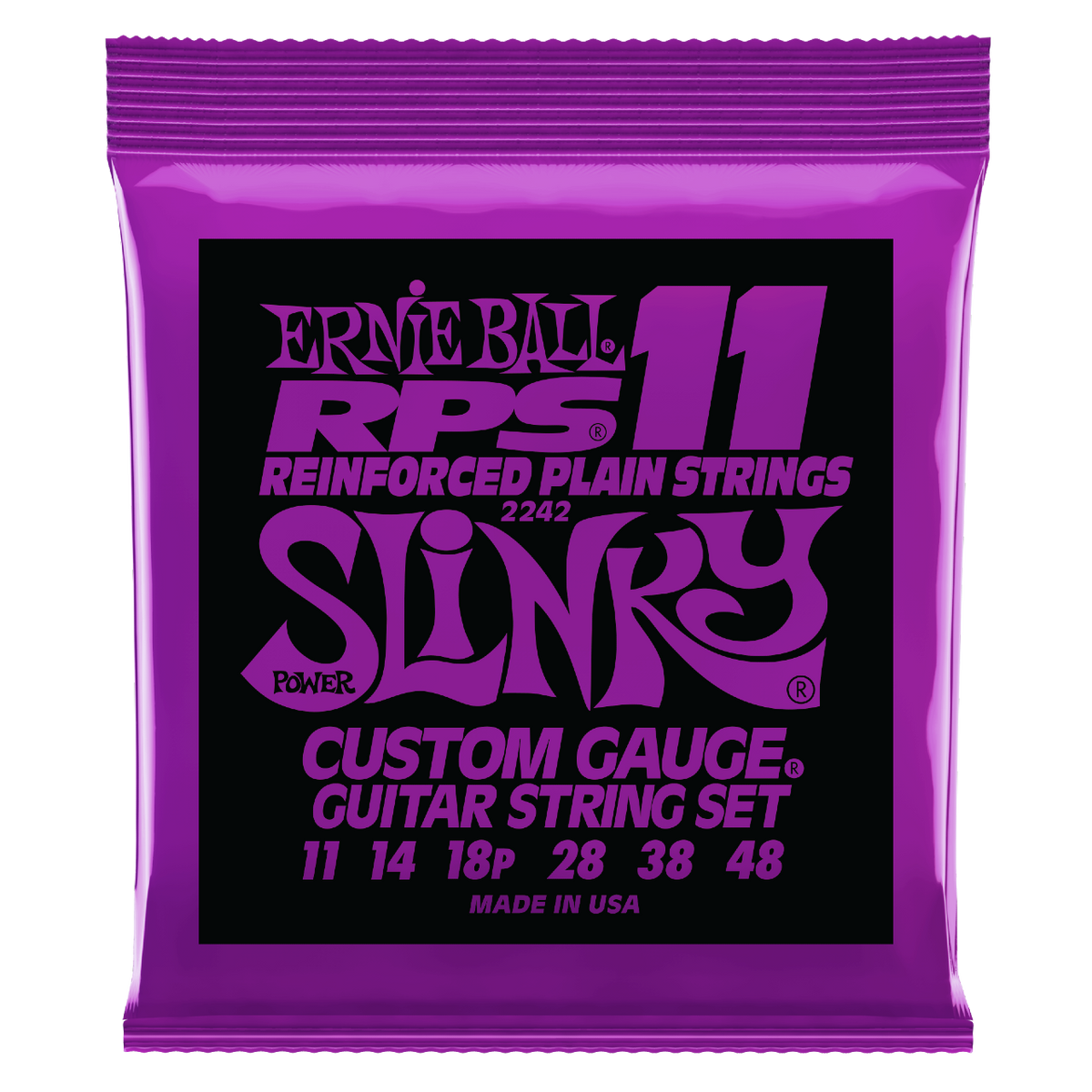 ERNIE BALL P02242 Power Slinky RPS Nickel Wound Electric Guitar Strings - 11-48 Gauge