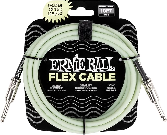 Ernie Ball Flex Instrument Cable Straight/Straight 10ft - Glow in Dark (P06436)