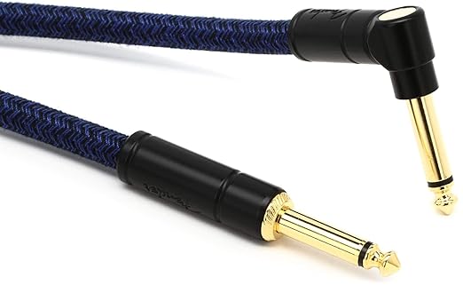 Fender Festival Hemp Instrument Cable, Guitar Cable, Guitar Accessories, Straight/Angle, Blue Dream, 10ft
