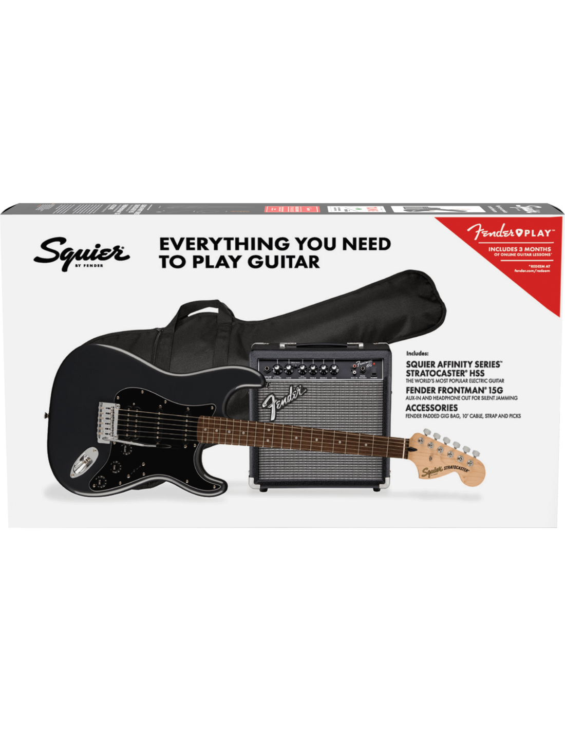 Affinity Series™ Stratocaster® HSS Pack, Laurel Fingerboard, Charcoal Frost Metallic, Gig Bag, 15G - 230V EU