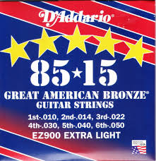 D'ADDARIO EZ900 Guitar Strings Acoustic Great American Bronze Extra Light