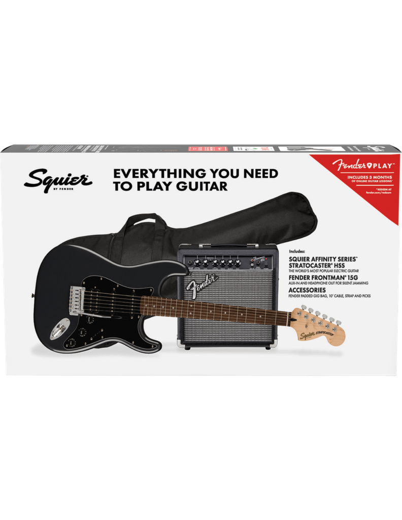 Affinity Series™ Stratocaster® HSS Pack, Laurel Fingerboard, Charcoal Frost Metallic, Gig Bag, 15G - 230V EU