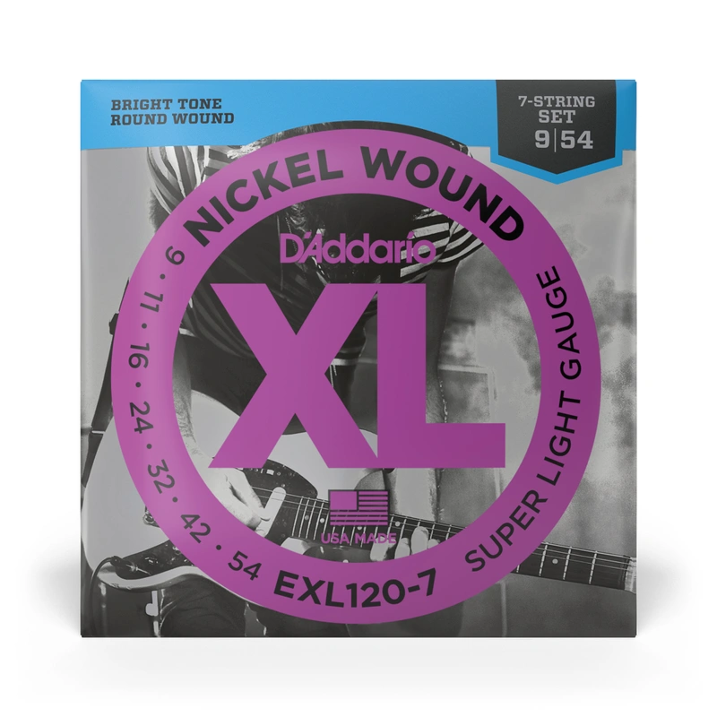 D'Addario EXL120-7 Nickel Wound 7-String Electric Guitar Strings, Super Light (9-54)