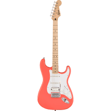 Squier Sonic Stratocaster HSS Guitar, Maple Fingerboard, White Pickguard, Tahitian Coral