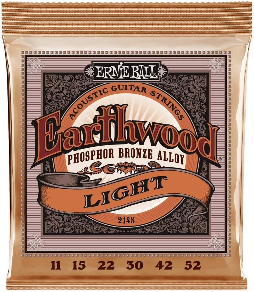 Ernie Ball Earthwood Light Phosphor Bronze Acoustic Guitar Strings, 11-52 Gauge (P02148)