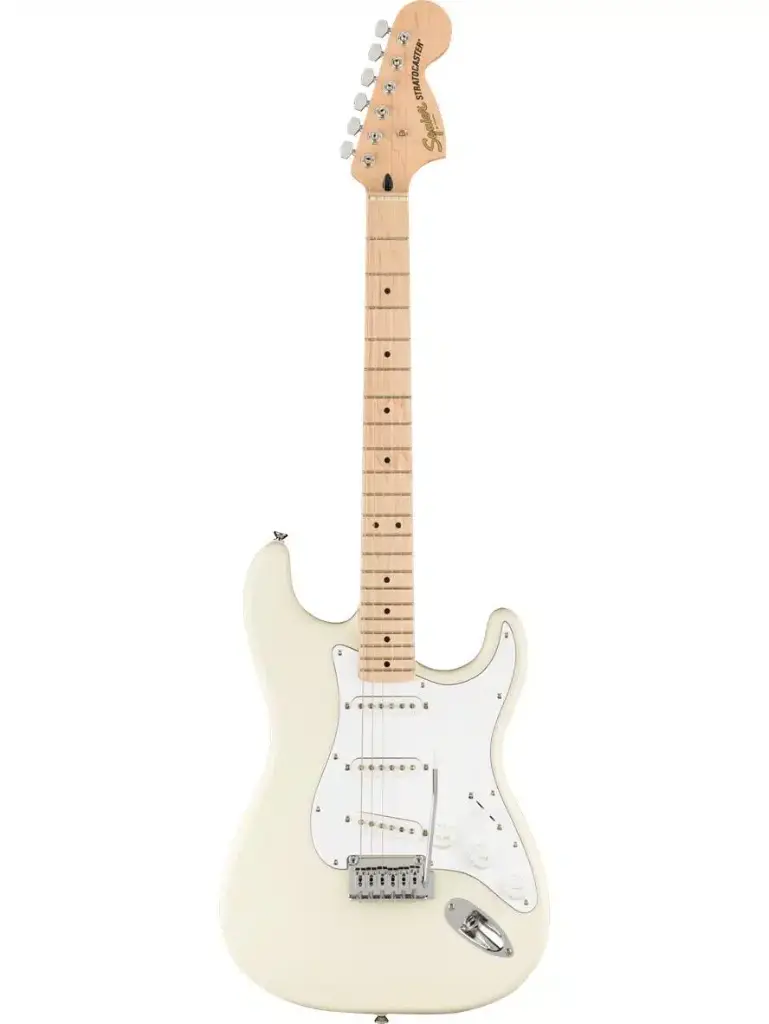 fender Squire Affinity Series Stratocaster Maple Fingerboard White Pickguard Olympic White