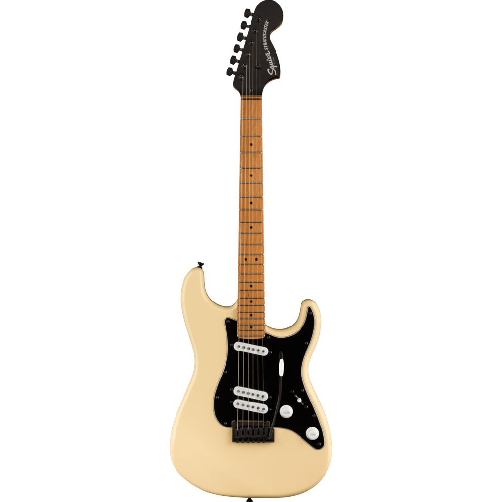 fender Squire FSR Contemporary Stratocaster Special Roasted Maple Fingerboard Black Pickguard Vintage White