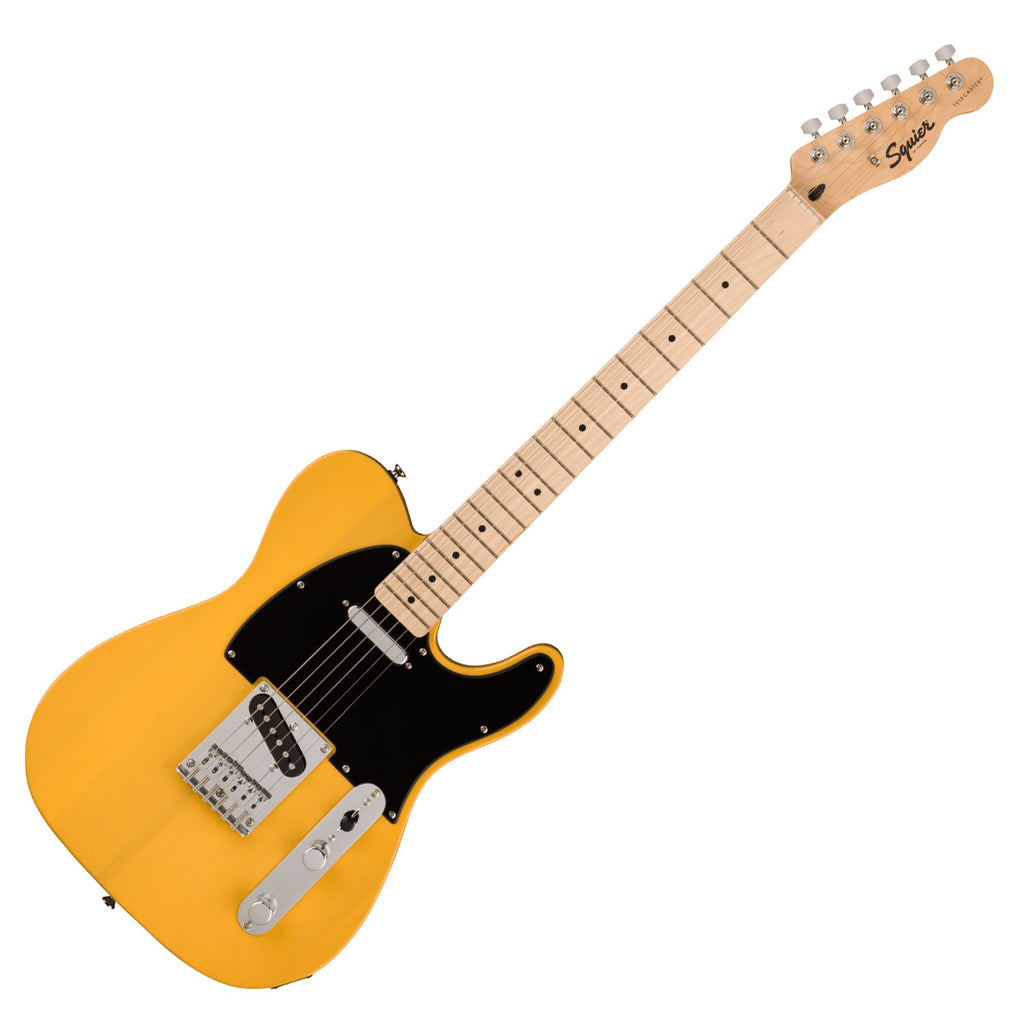 fender Squire Squier Sonic Telecaster Maple Fingerboard Black Pickguard Butterscotch Blonde