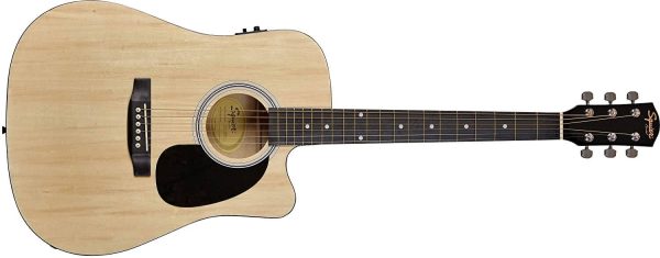 fender Squire SA105CE Dreadnought Cutaway Stained Hardwood Fingerboard Natural