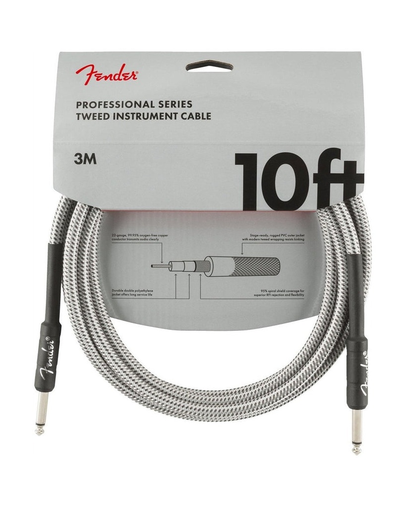 Fender Professional Series Instrument Cable 10 White Tweed