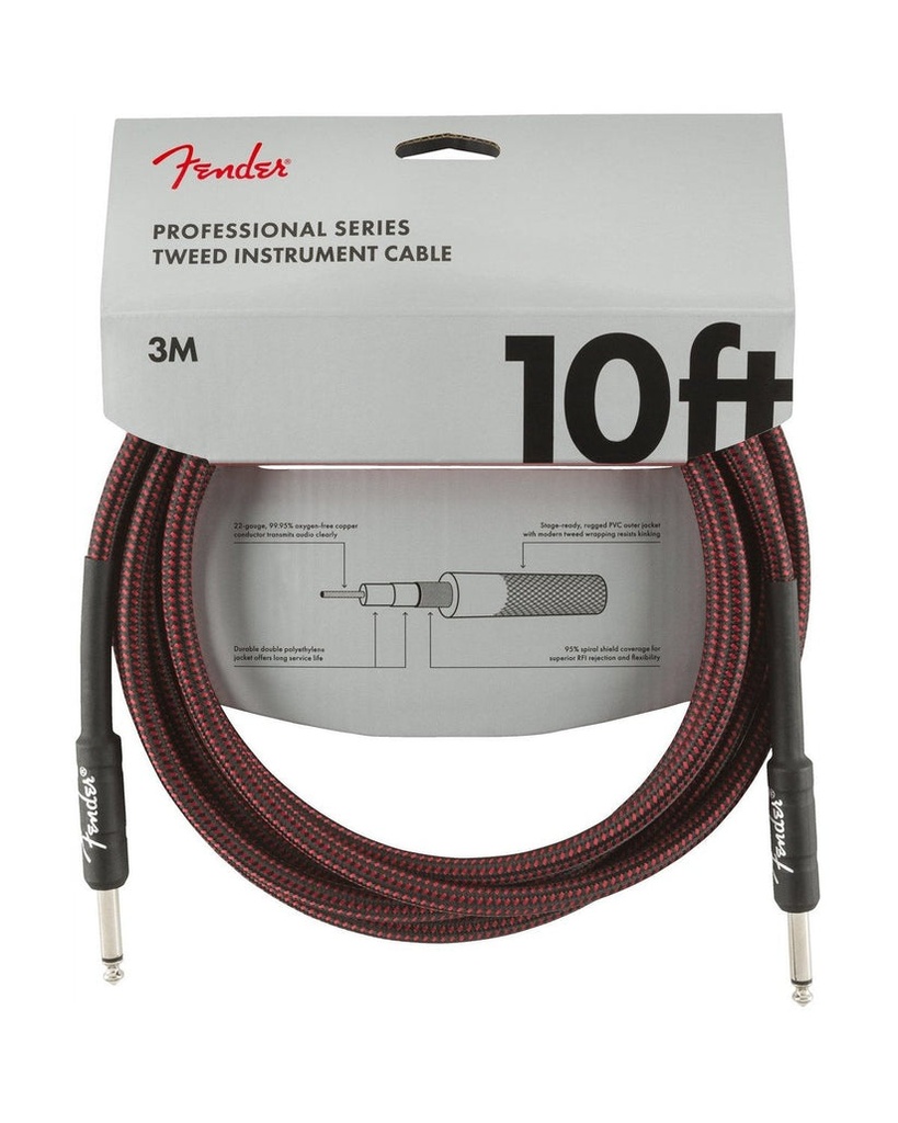 Fender Professional Series Instrument Cables 10 Red Tweed