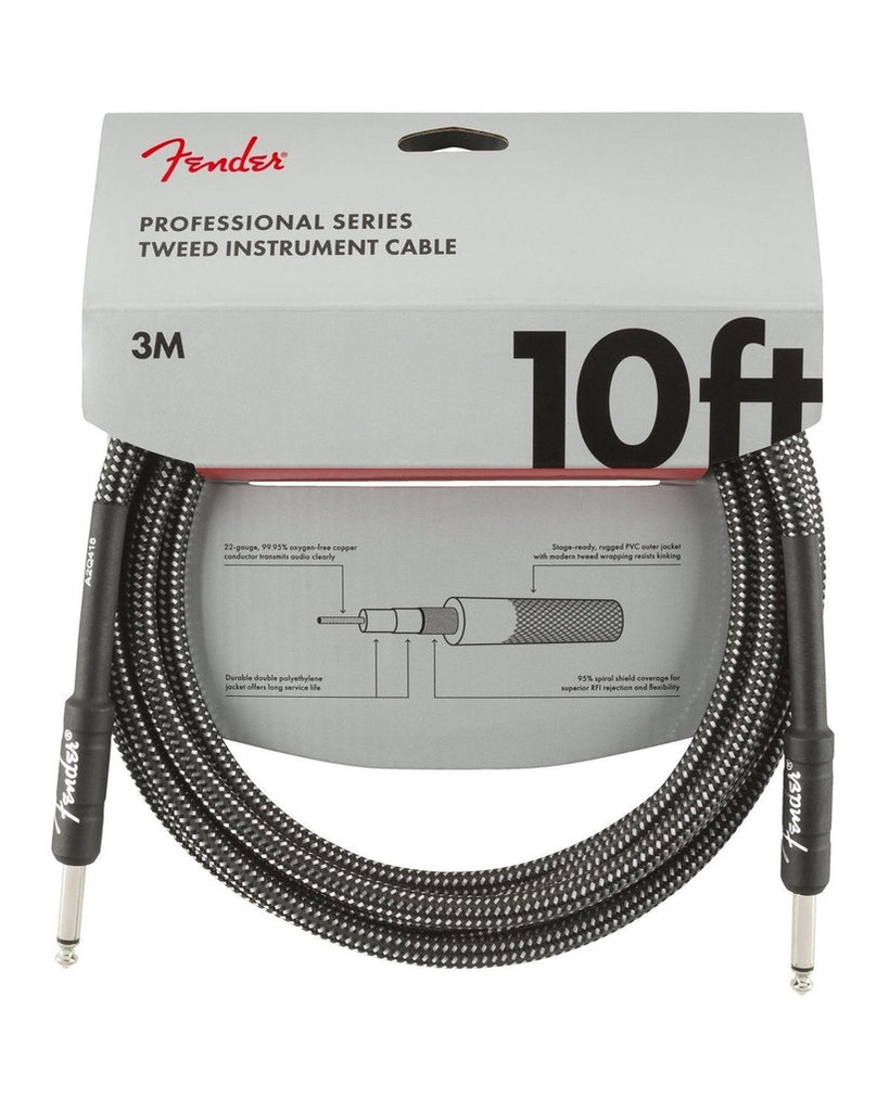 Fender Professional Series Instrument Cables 10 Grey Tweed