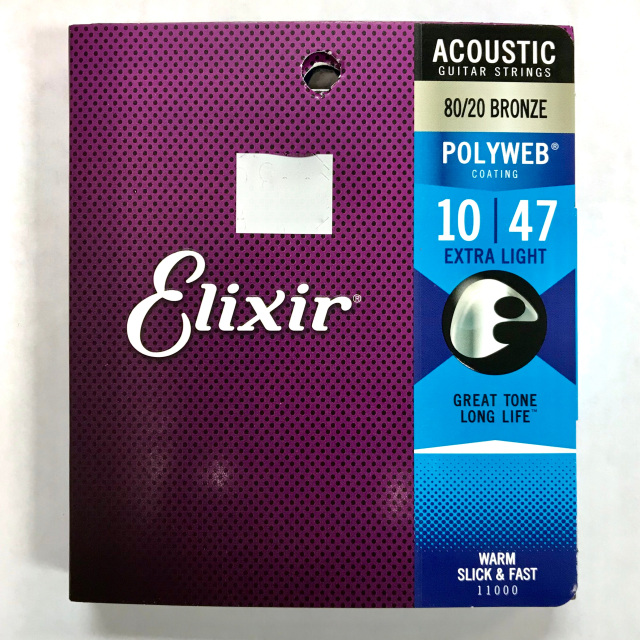 Elixir Acoustic Guitar Strings, 80/20 Bronze, Polyweb, Extra Light, 10-47