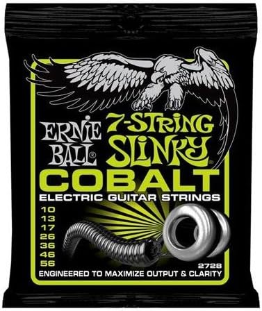 Ernie Ball 7-String Regular Slinky Cobalt Electric Guitar Strings, 10-56 Gauge (P02728) 