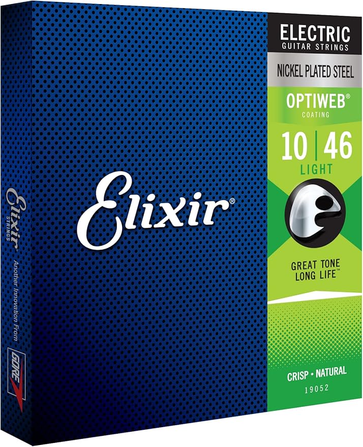 Elixir Strings 19052 Coated Nickel Electric Guitar Strings, Light (.010-.046)