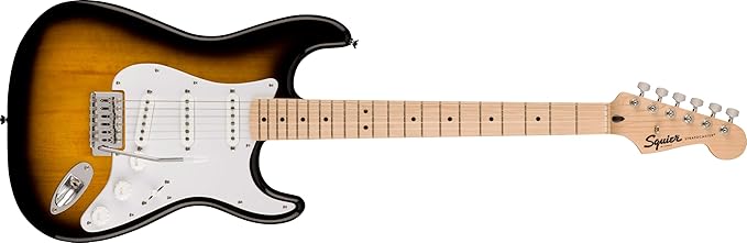 Fender Squier Sonic Stratocaster Electric Guitar, Maple Fingerboard, White Pickguard, 2-Colour Sunburst