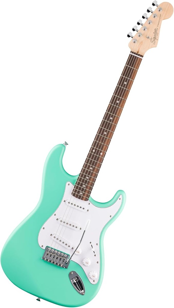 Fender Squier Debut Series Stratocaster Electric Guitar, Beginner Guitar, Sea Foam Green with Satin Urethane Finish