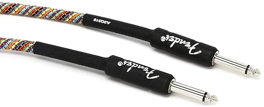 Fender Festival Hemp Instrument Cable, Guitar Cable, Guitar Accessories, Straight/Straight, Rainbow, 10ft