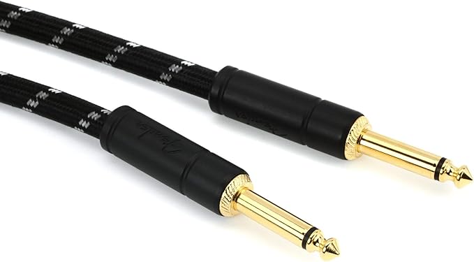 Fender Deluxe Series Instrument Cable 10 Feet Straight-Straight, Guitar Cable, Guitar Accessories, Black Tweed