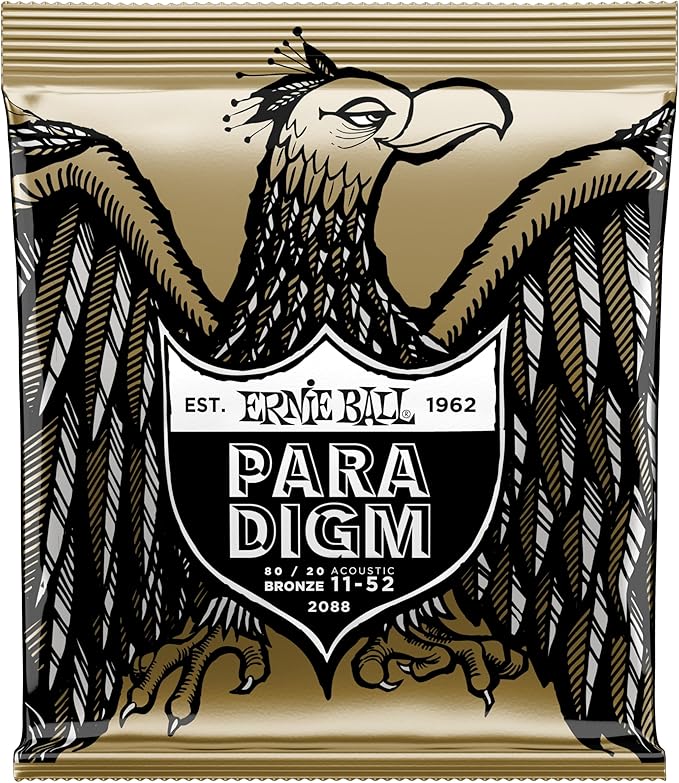 Ernie Ball Paradigm Light 80/20 Bronze Acoustic Guitar Strings, 11-52 Gauge (P02088)