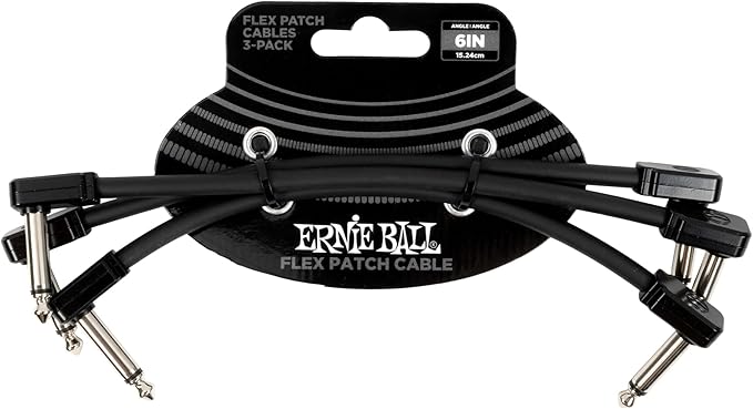Ernie Ball Flex Patch Cable 6in - Black - 3 Pack