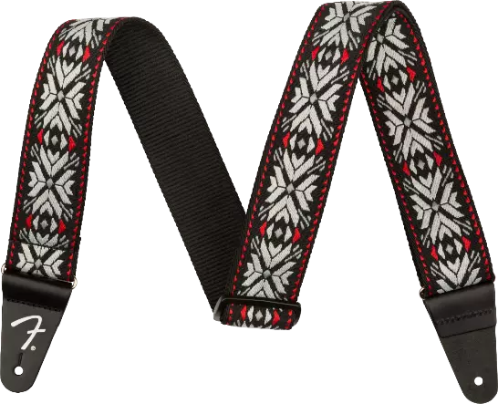Genuine Fender 2" Pasadena Woven Guitar Strap, Red Snowflake, 099-0638-026 