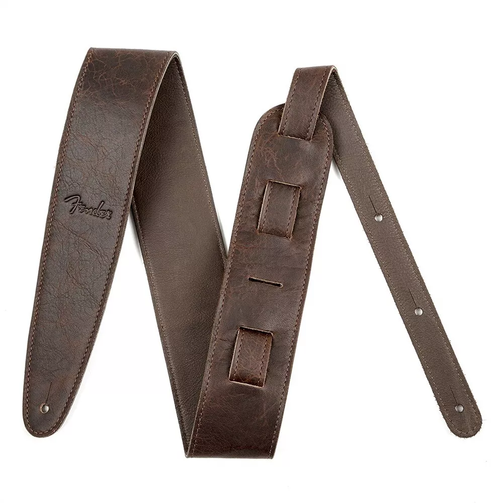 Fender 2.5" Aritsan Leather Guitar Strap, BROWN 