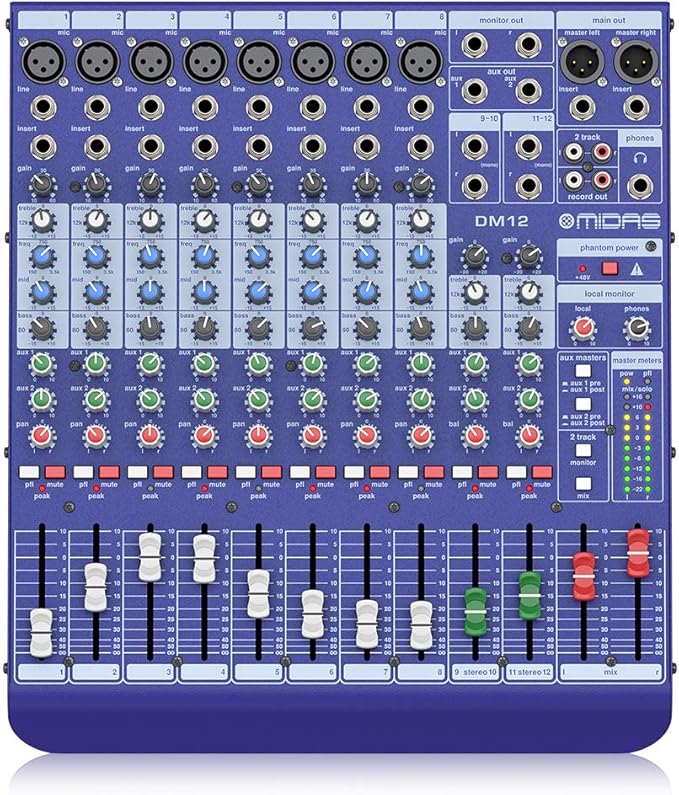 Midas DM12 12 Input Analogue Live and Studio Mixer