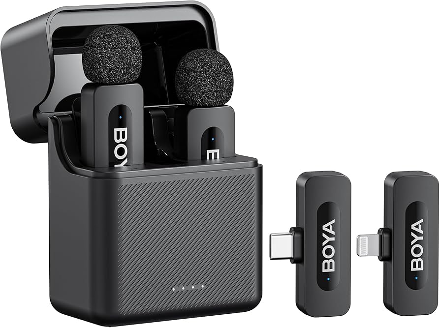 BOYA 2.4G wireless mic kit for TYPE C & IOS + Charging Case ( BY-V3 Combo  )
