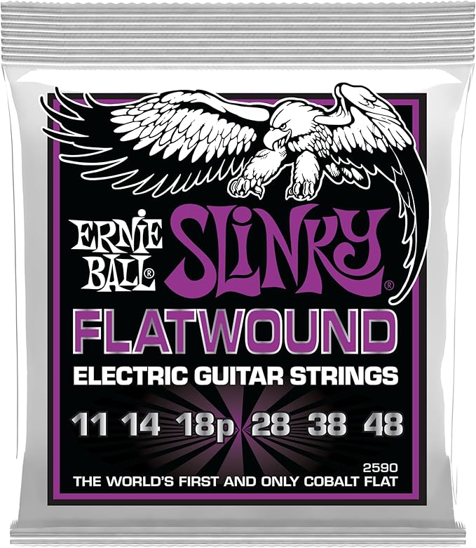 Ernie Ball Power Slinky Flatwound Electric Guitar Strings 11-48 Gauge (P02590) 