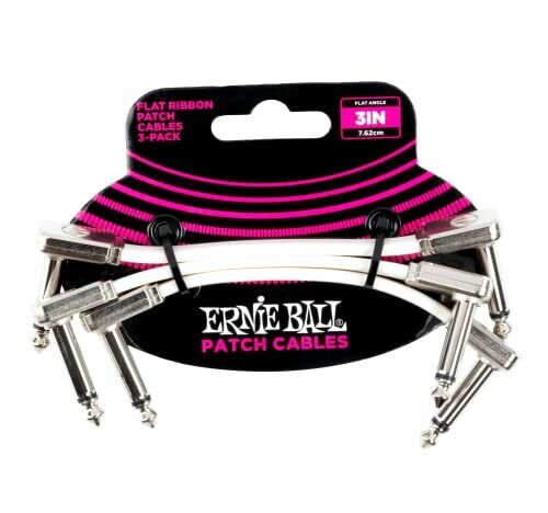 Ernie Ball Flat Ribbon Patch Cable 3-Pack, 3in, White (P06384)