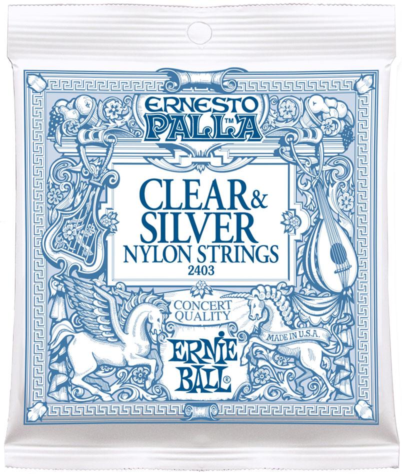 [2403] Ernie Ball Ernesto Palla Nylon Classical Clear & Silver Strings for Acoustic Classical Guitar