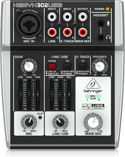 [736211582645] Behringer XENYX 302USB Premium 5-Input Mixer with Mic Preamp and USB/Audio Interface