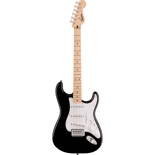 [SQUIRE SQUIER SONIC® STRATOCASTER®, MAPLE FINGERBOARD, WHITE PICKGUARD, BLACK] fender Squire Squier Sonic Stratocaster Maple Fingerboard White Pickguard Black