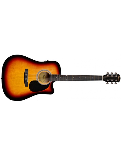 [SQUIRE SA-105CE, DREADNOUGHT CUTAWAY, STAINED HARDWOOD FINGERBOARD, SUNBURST] fender Squire SA105CE Dreadnought Cutaway Stained Hardwood Fingerboard Sunburst