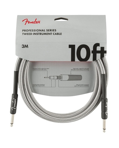 [FENDER PROFESSIONAL SERIES INSTRUMENT CABLE, 10', WHITE TWEED] Fender Professional Series Instrument Cable 10 White Tweed