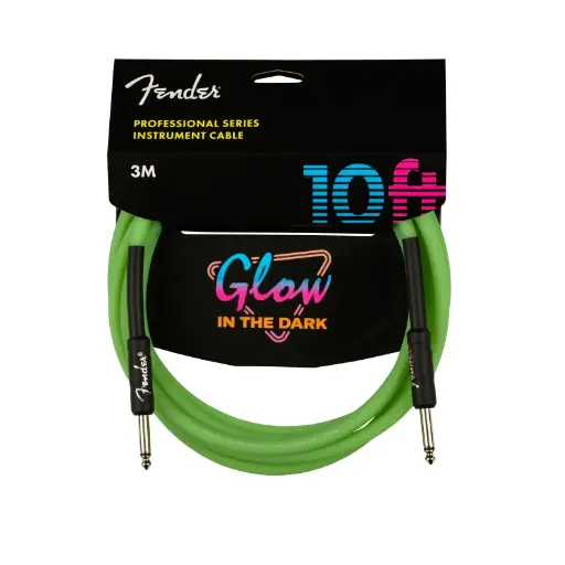 [885978895496] Fender Professional Glow in the Dark Guitar Instrument Cable, Green, 10'