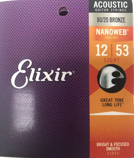 [733132110520] Elixir 11052 Nanoweb 80/20 Bronze Acoustic Guitar Strings 