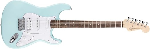[885978124701] Squier by Fender Debut Collection HSS Stratocaster Electric Guitar, Laurel Fingerboard, White Pickguard, Daphne Blue