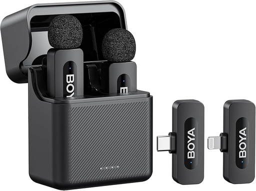 BOYA 2.4G wireless mic kit for TYPE C & IOS + Charging Case ( BY-V3 Combo  )