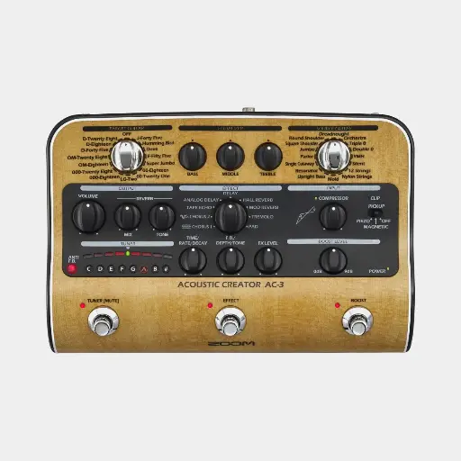 Zoom AC-3
Acoustic Creator DI Pedal with Effects, Modeling &
Compressor